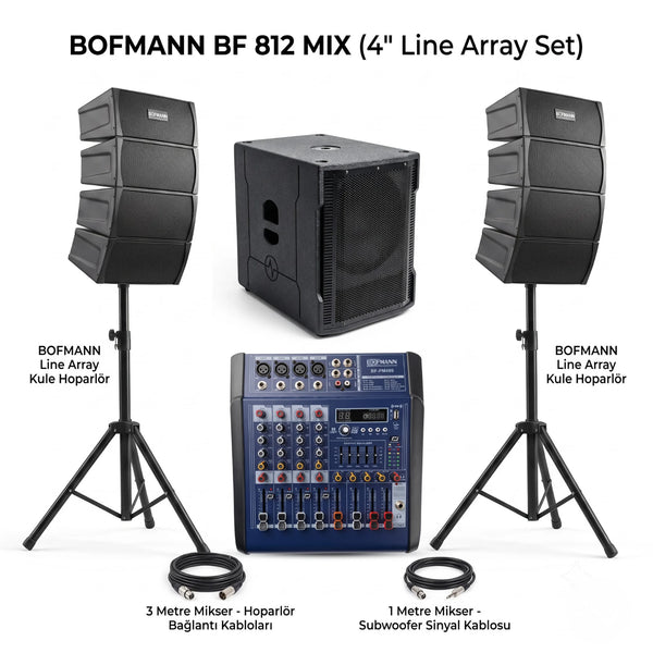 Bofmann BF 812 MIX 800 Watt Mikserli Aktif Dizi Hoparlör Sistemi