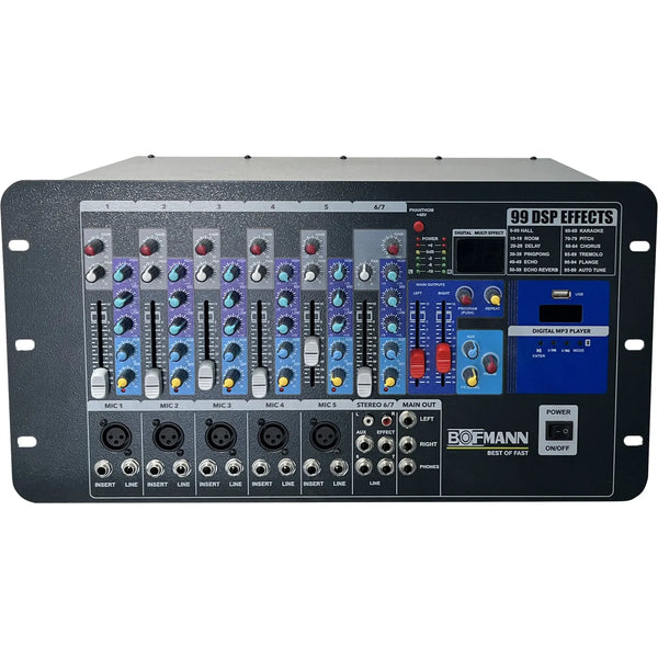 Bofmann TKM 1000STTR 7 Kanal 2x500 Watt Yankı Efektli Stereo Amfili Mikser