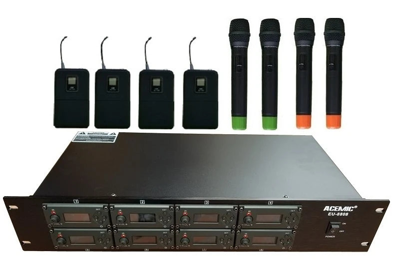 Acemic Eu-8808 8Li Wireless 4 El 4 Yaka Microphone