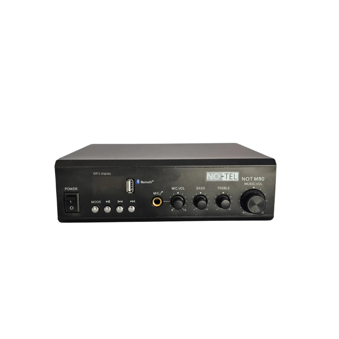Notel NOT M80 80 Watt Bluetooth Ve USB Özellikli 100 V Hat Trafolu Kompakt Amfili Mikser