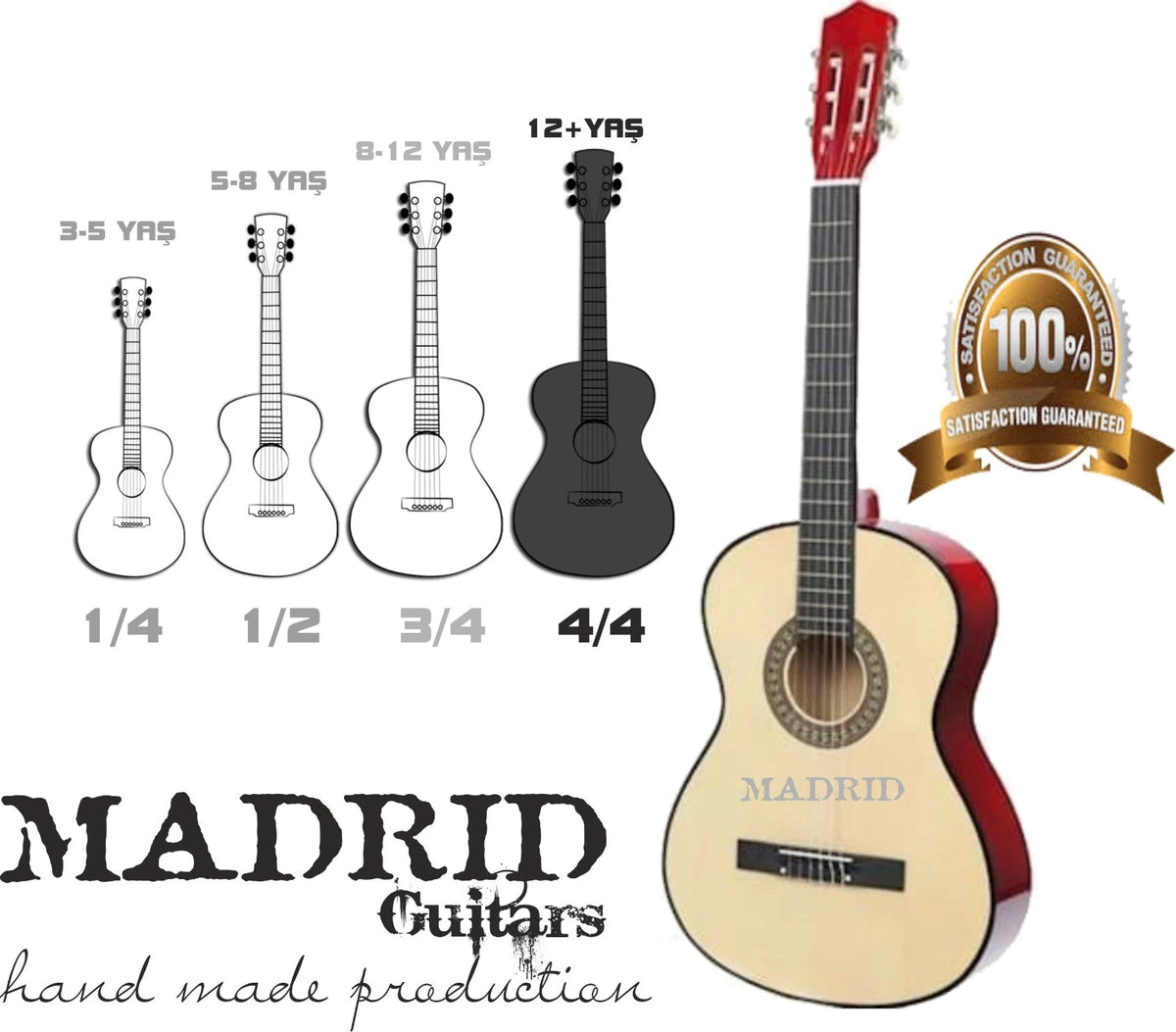 Madrid Mcg-125 Rds-Kırmızı Siyah 39 Klasik Gitar Tam Boy