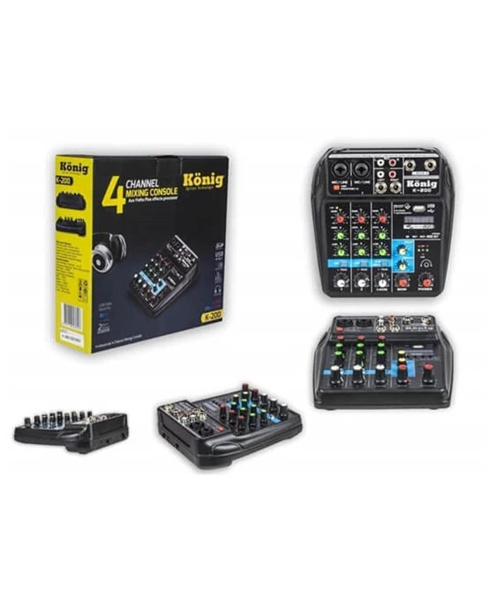 K-200 Ses Kartlı Mixer 4 Kanal Bluetooh Usb