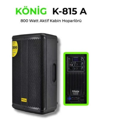 König K-815A 15'' 800W Active Speaker Cabinet