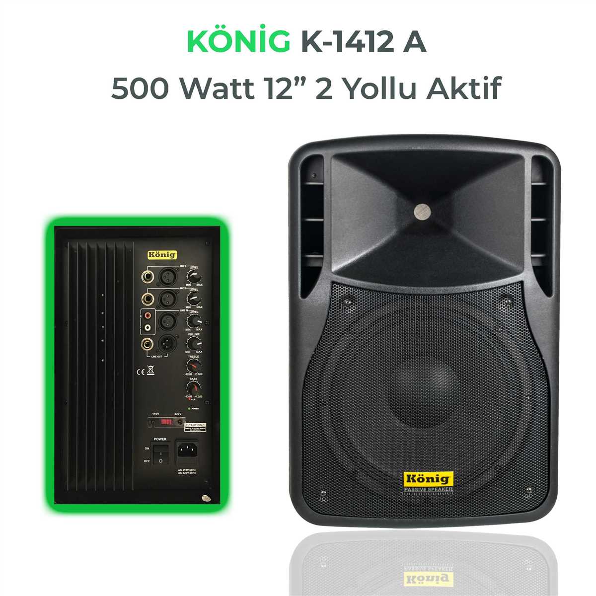König K-1412A 12'' 500W Active Speaker Cabinet