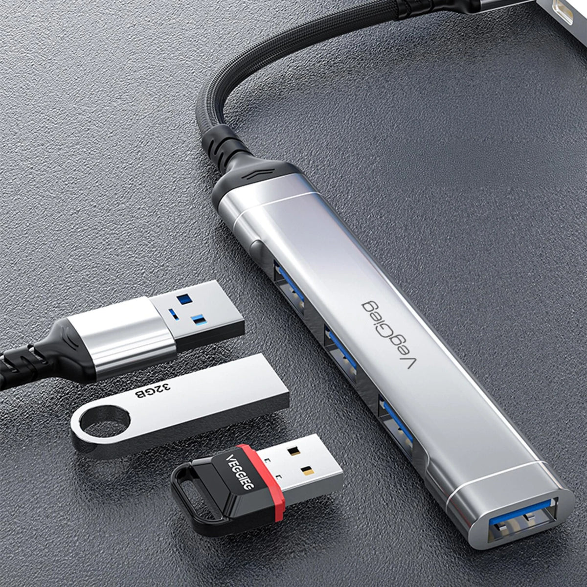 VegGieg Type-C to USB 3.0 4 Port 3*USB 2.0 ve 1*USB 3.0 Çoklayıcı Hub