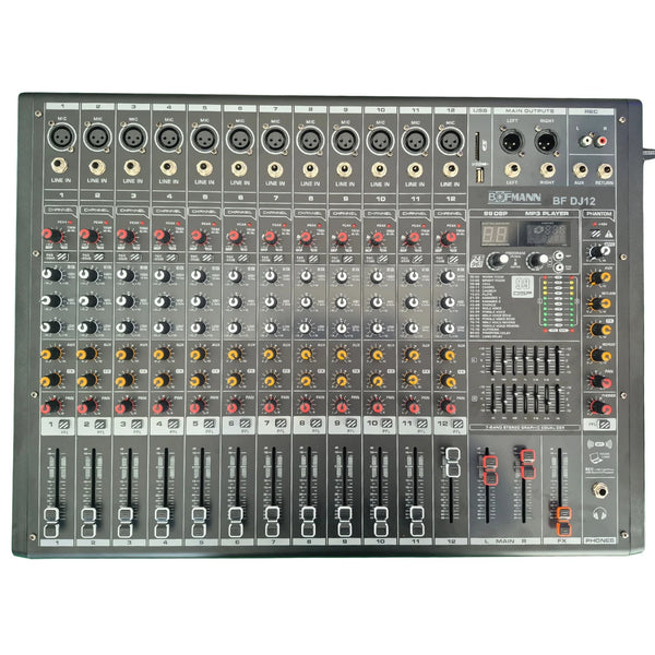 Bofmann BF-DJ12 12 Kanallı 2x350 Watt 99 DSP Efektli Bluetooth Ve USB Özellikli Amfili Mikser