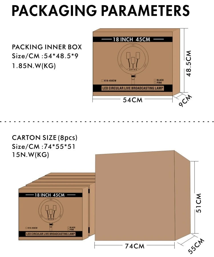 Oxid Dokunmatik Panel Uzaktan Kumanda 18Inch 45Cm Led Fill Light Photo Studio