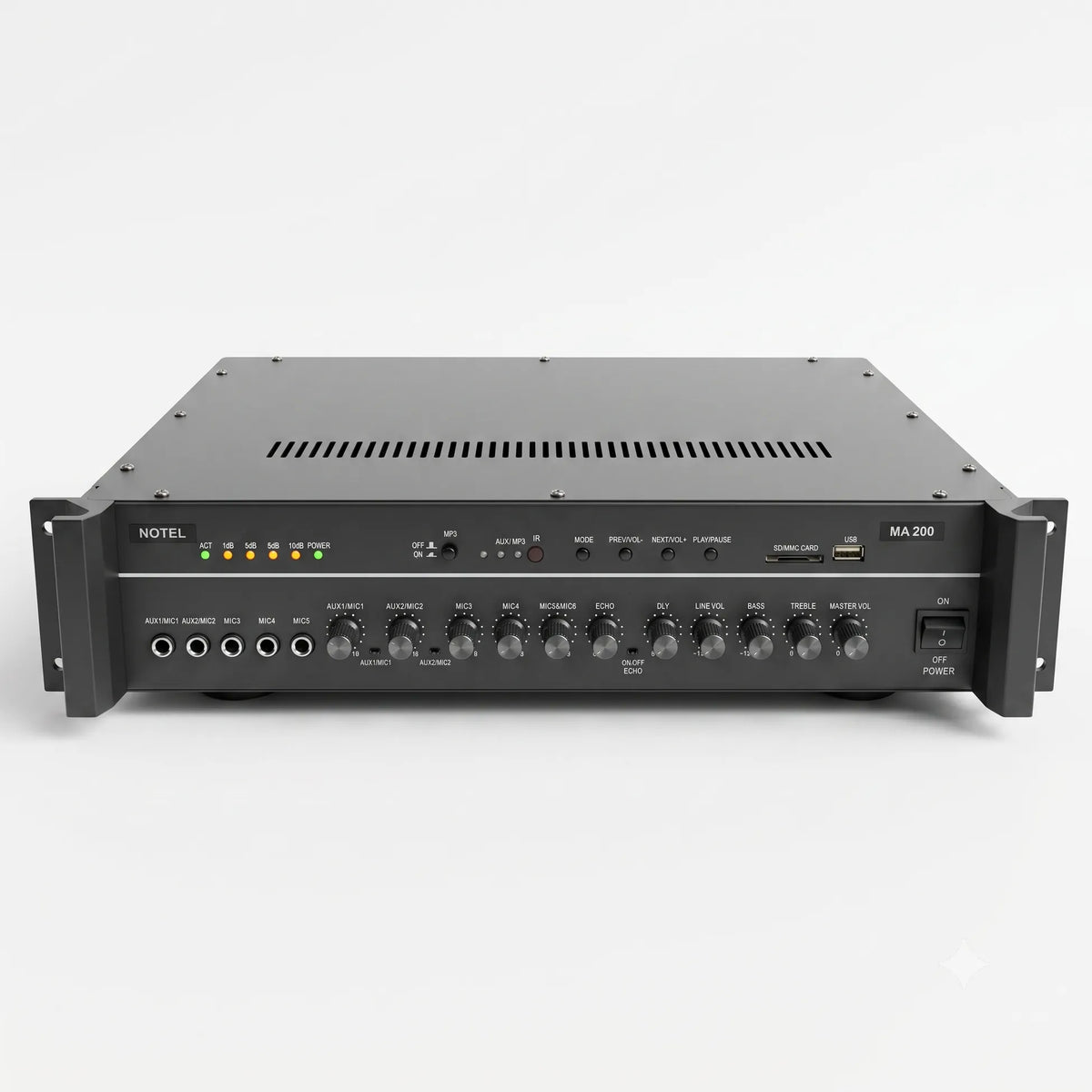 Notel MA200 200 Watt Hat Trafolu 6 Mikrofon Girişli Amplifikatör