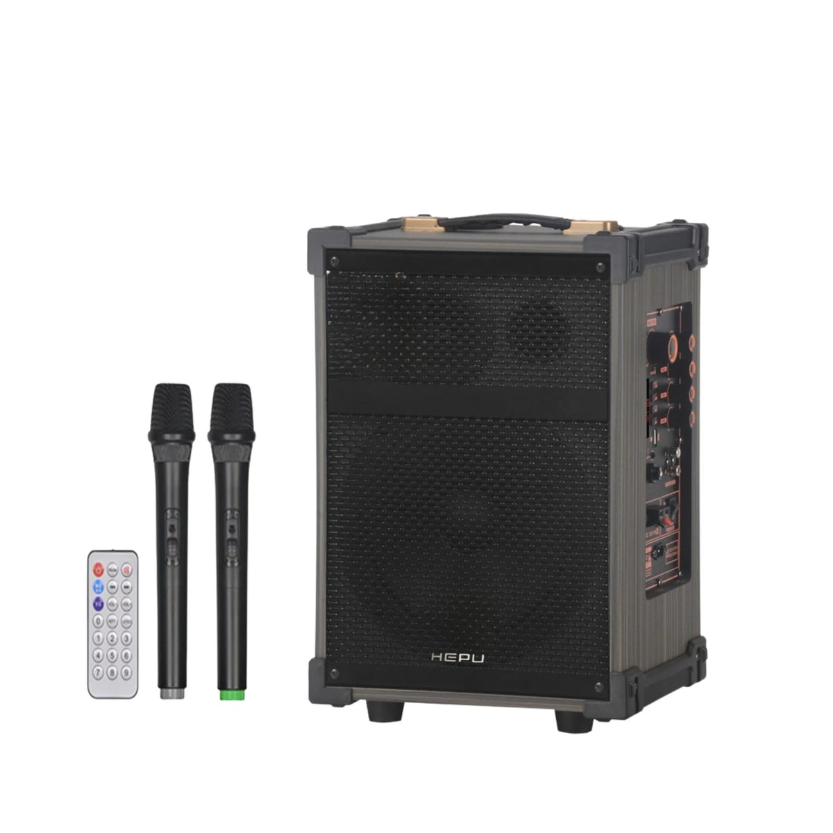 HP-977 Partybox Bluetooth Hoparlör – 12” Woofer, 50W Güç, 2 Kablosuz Mikrofon + Kumanda, TWS Destekli