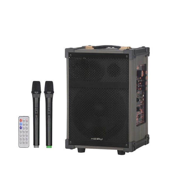 HP-977 Partybox Bluetooth Hoparlör – 12” Woofer, 50W Güç, 2 Kablosuz Mikrofon + Kumanda, TWS Destekli
