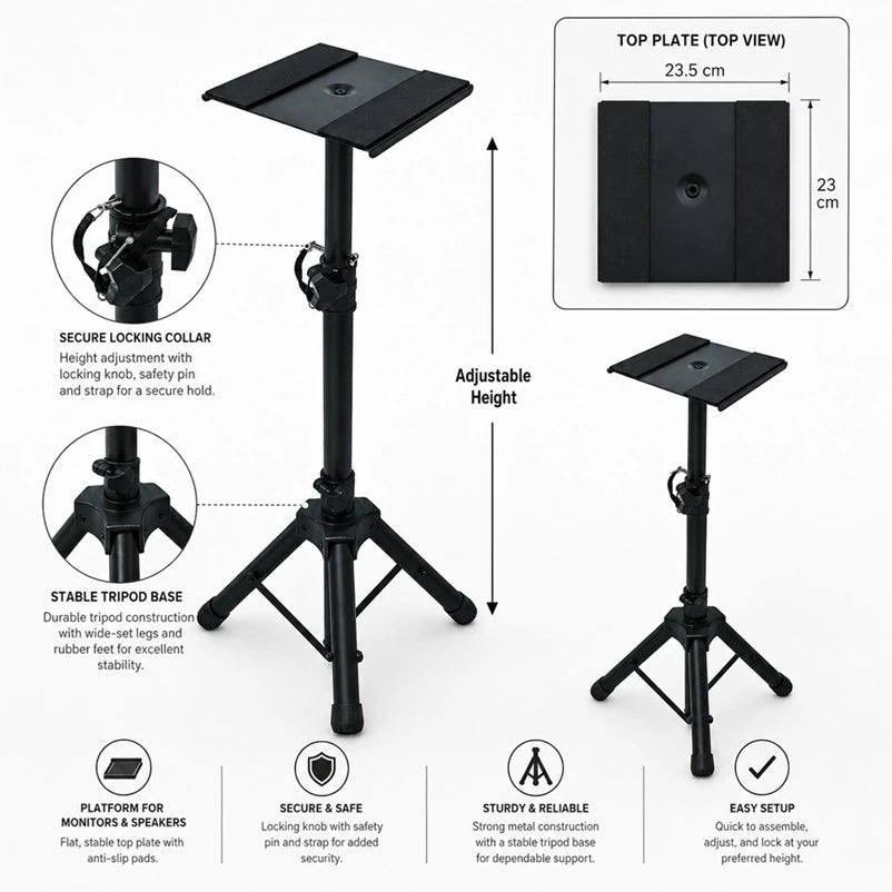N-Audio SS-30 Stüdyo Referans Monitör Standı Sehpası Yükseklik Ayarlı (Çift)