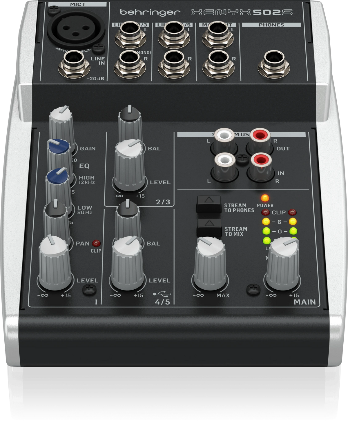 Behringer XENYX 502S Premium Analog 5-Input Mixer with USB Streaming Interface