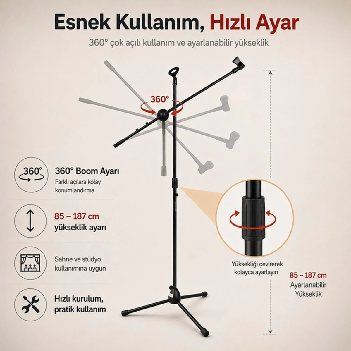 Tower M-200 Pro Akrobat Mikrofon Standı - Mikrofon Sehpası