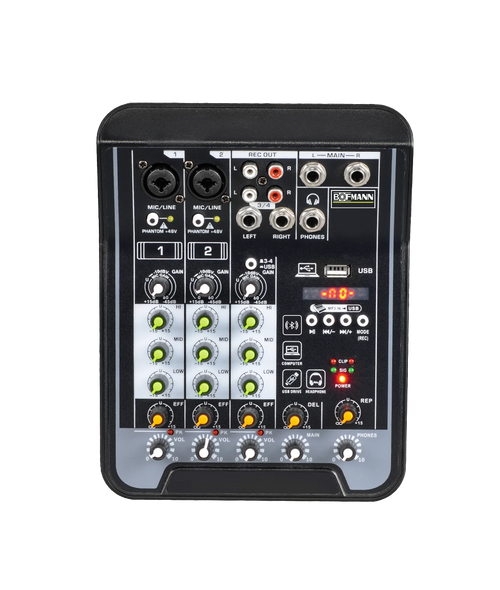 Bofmann BF-UP4 4-Channel Mixer with USB Audio Interface and Effects (No Built-in Amplifier)
