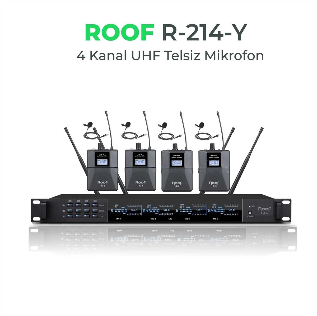 ROOF R-214 Y UHF WIRELESS SYSTEM WITH 4 LAVALIER MICROPHONES