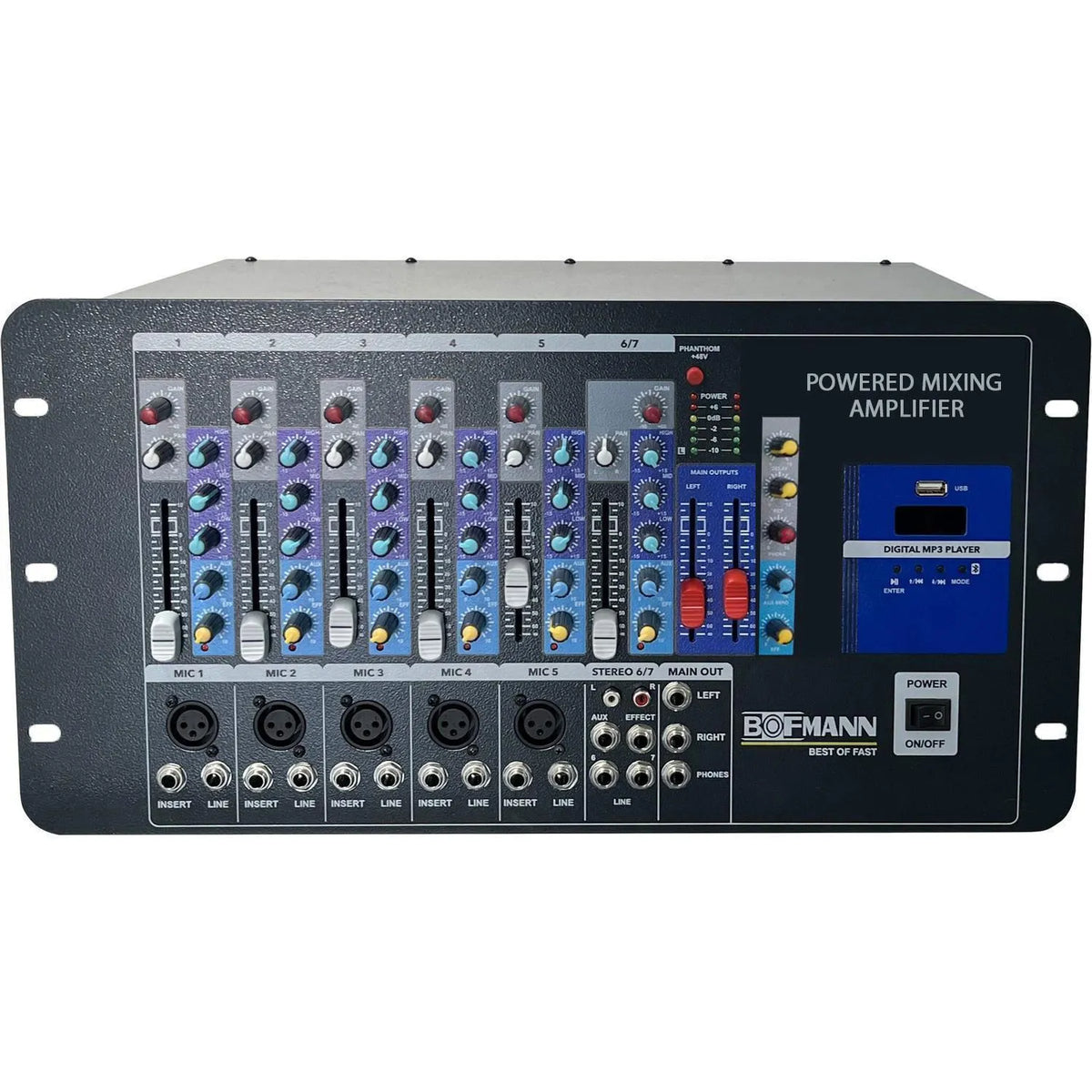 Bofmann TKM 1000STT 7 Kanal 2x500 Watt Ekolu Stereo Amfili Mikser