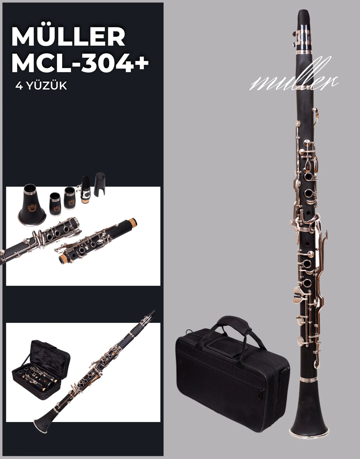 Müller Mcl-304 Sol Klarnet Lüx Çanta 4 Yüzük
