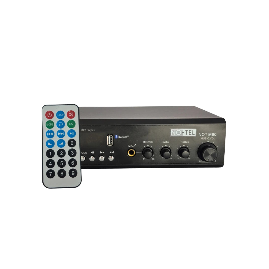 Notel NOT M80 80 Watt Bluetooth Ve USB Özellikli 100 V Hat Trafolu Kompakt Amfili Mikser