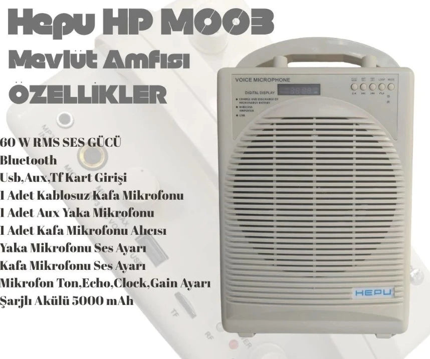 HEPU HPM-004 60W Taşınabilir Şarjlı Mevlüt Anfisi