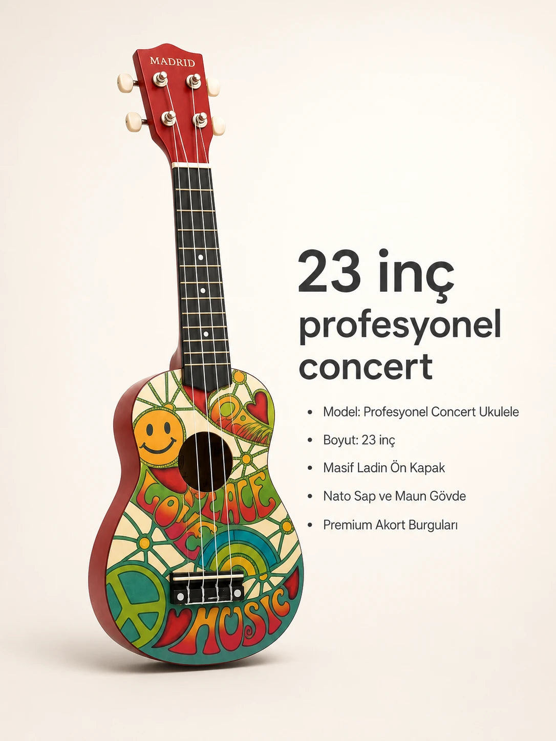 Madrid Ukulele Decal MU-21-10Peace