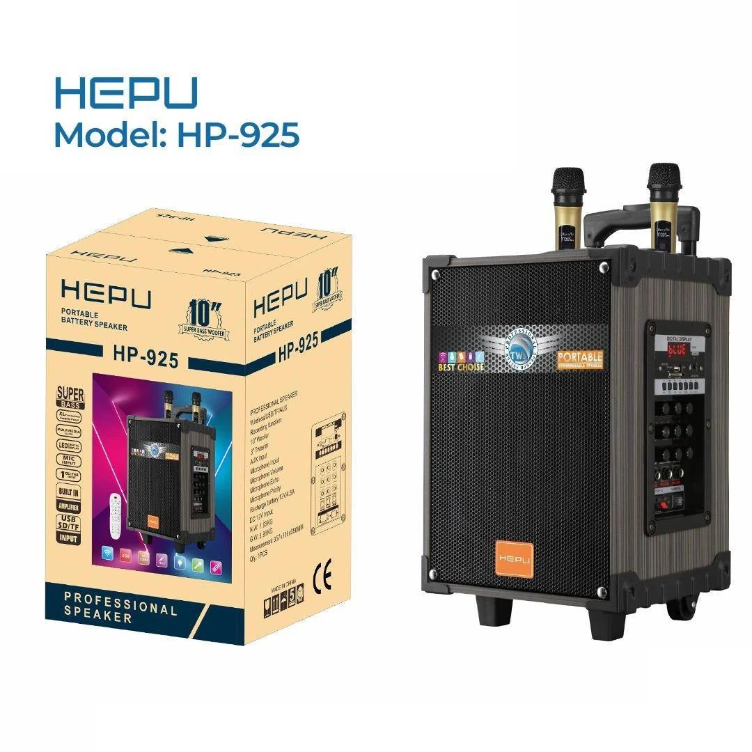HEPU HP-925 10 İnç 3 Kanallı Taşınabilir Şarjlı Hoparlör