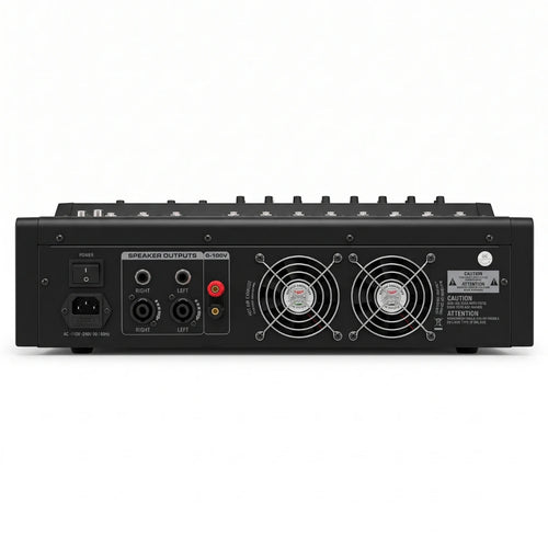 Bofmann BF-PM2500T 8-Channel 2x500 Watt Powered Mixer with Line Transformer and 4 Ohm Output