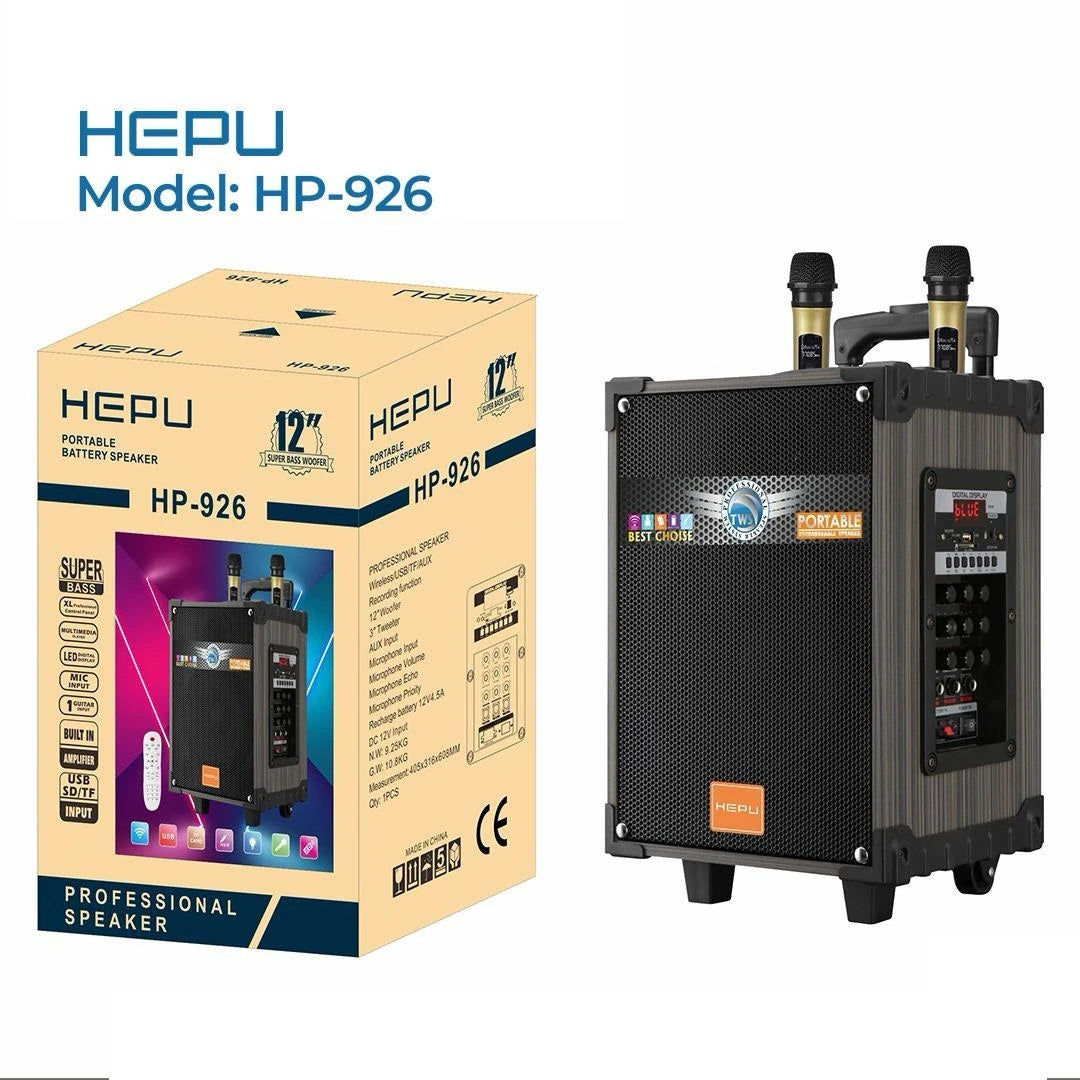 HEPU HP-926 12 İnç 3 Kanallı Taşınabilir Şarjlı Hoparlör