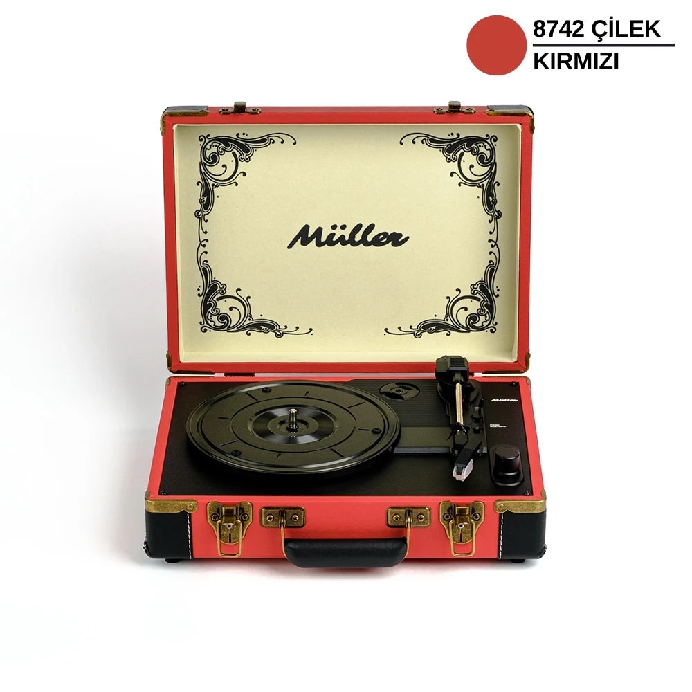 Müller Mr-350Bt Nostaljik Pikap Plak Çalar Çilek-Kırmızı