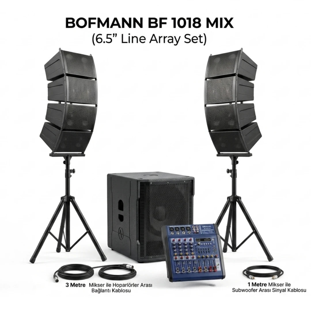 Bofmann BF 1018 MIX 1000 Watt Mikserli Aktif Dizi Hoparlör Sistemi
