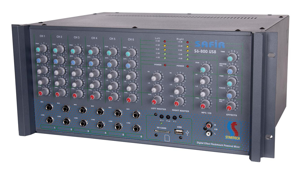 Startech Safir Sr 6/800 Usb Power Mikser Cami Amfisi 2X400 Watt Ekho Reverb'li