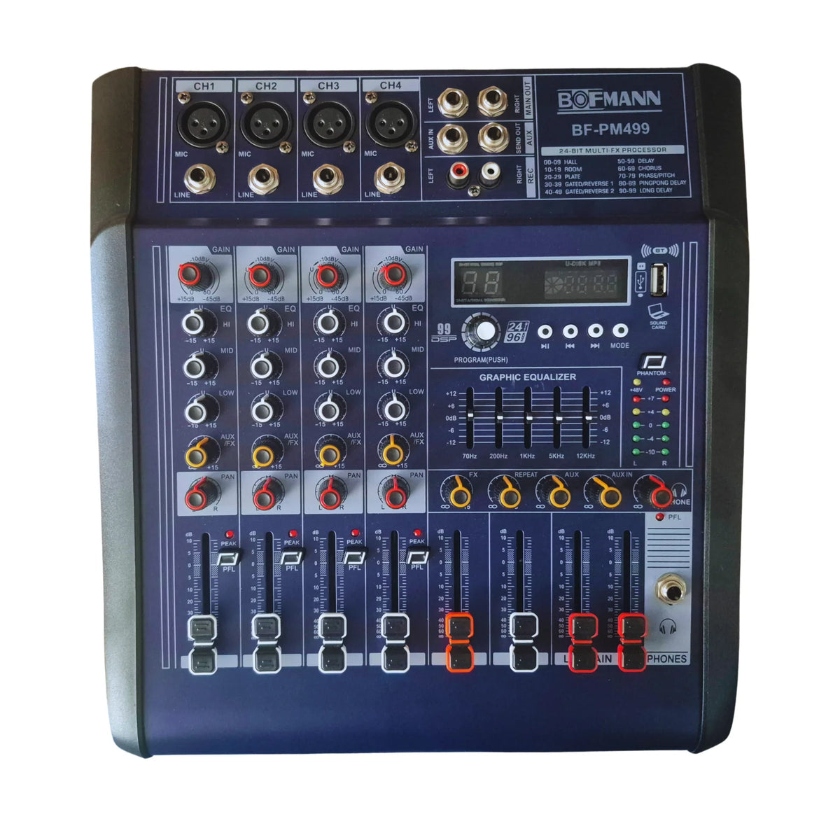 Bofmann BF PM499 4 Kanal 2x200 Watt Amfili Mikser
