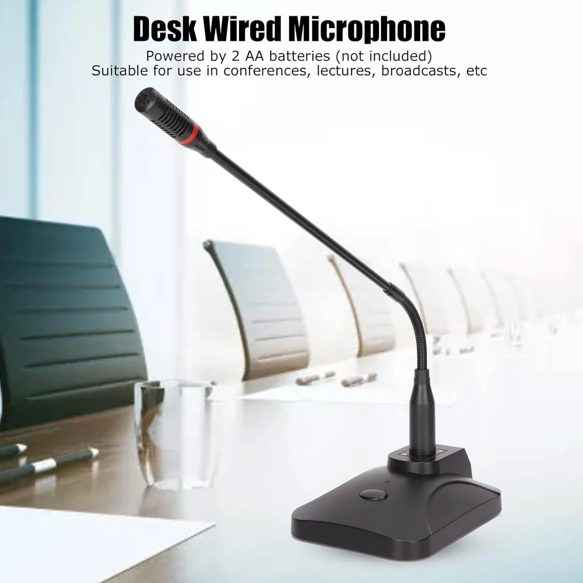 Ds-908 Desktop Gooseneck Microphone with Volume Control, Ding-Dong Chime, and Indicator Light