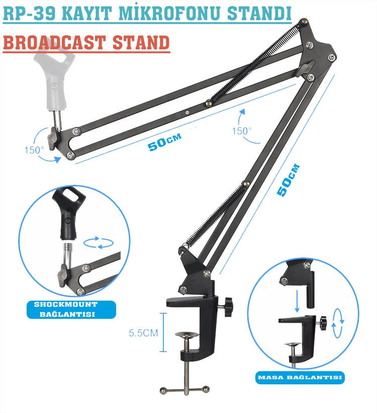 D-Stand Rs-39 50Cm Kablolu Recording Microphone Stand